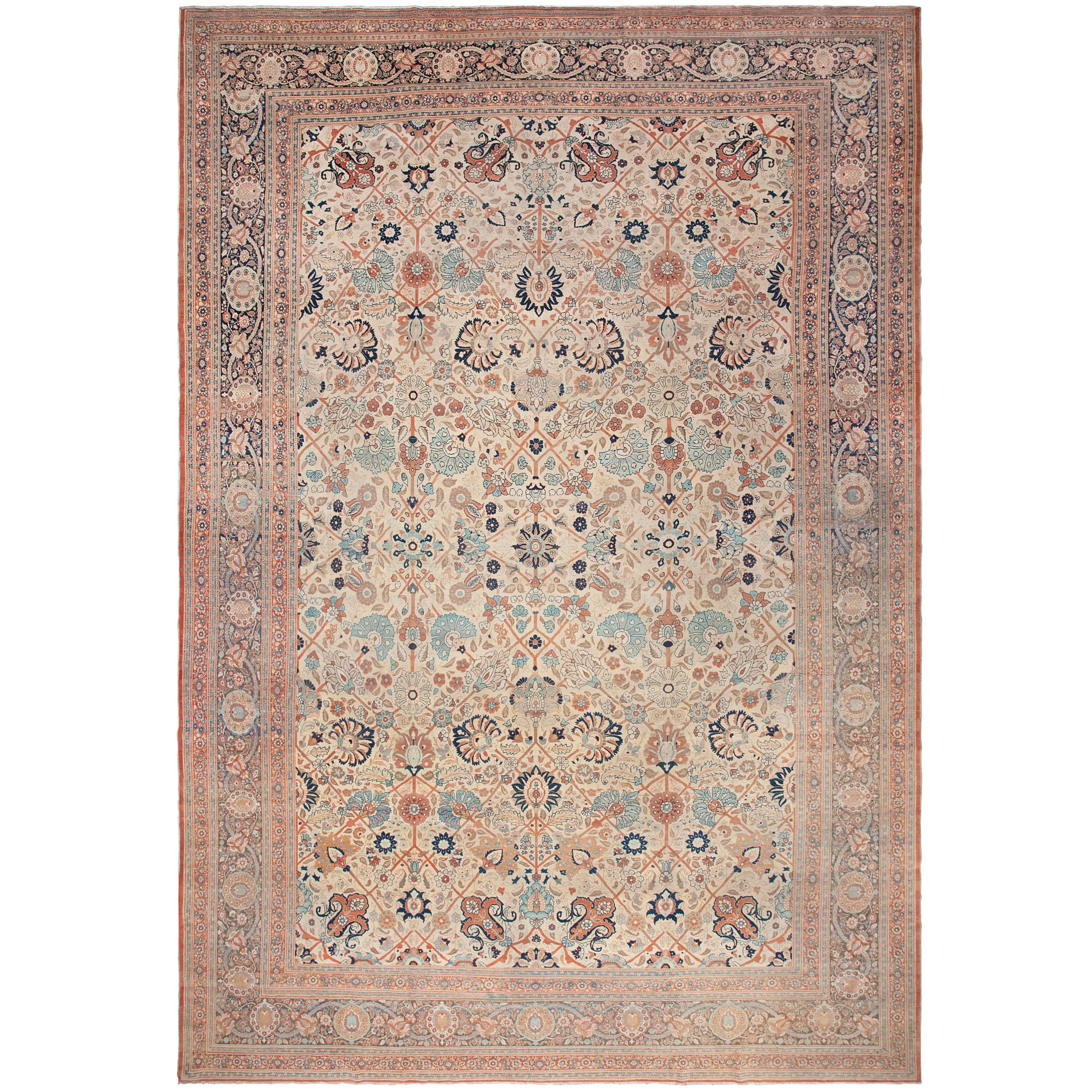 Antique Persian Haji Jalili Tabriz Rug