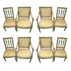 Set of Eight Painted Italian Directoire Dining Chairs