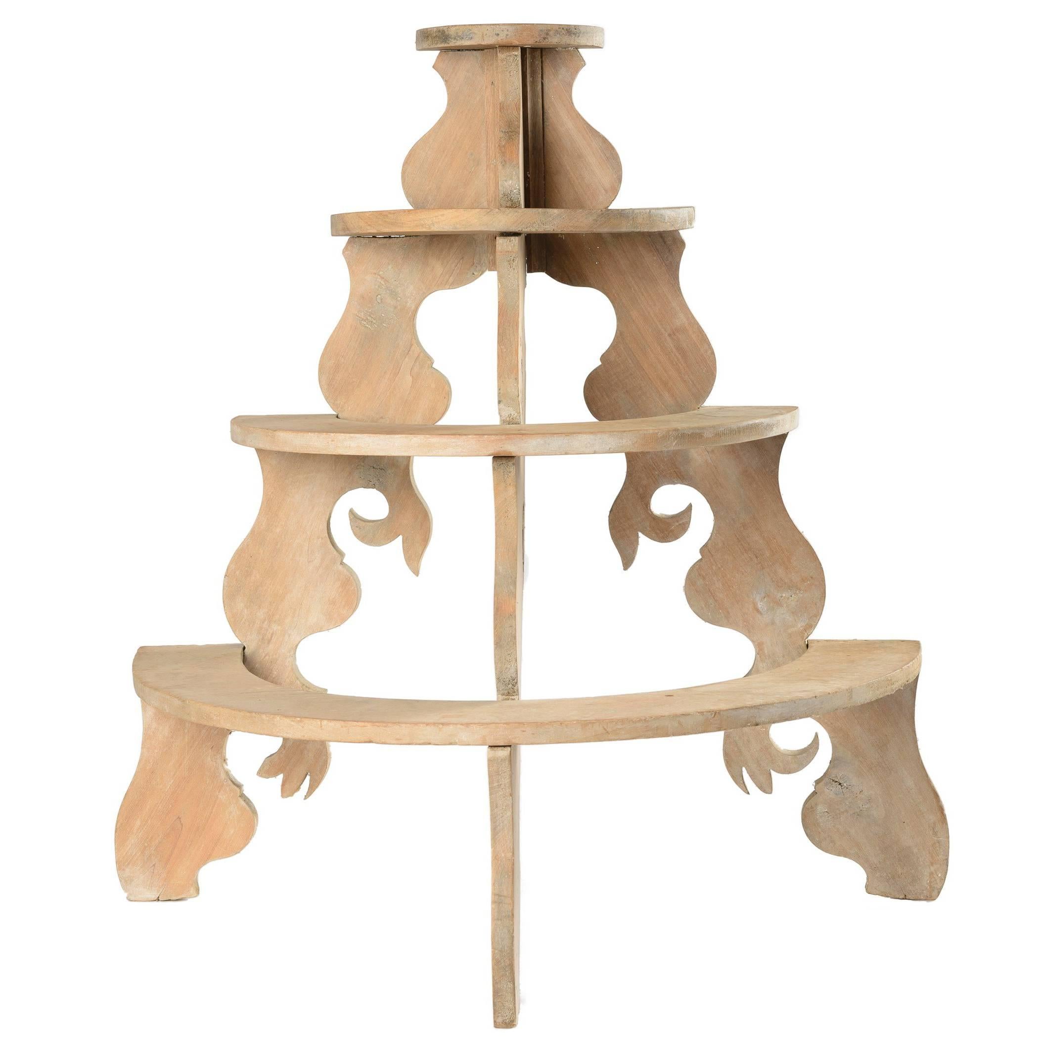 Whimsical Wood Three Tier Stand for Plants or Collectibles