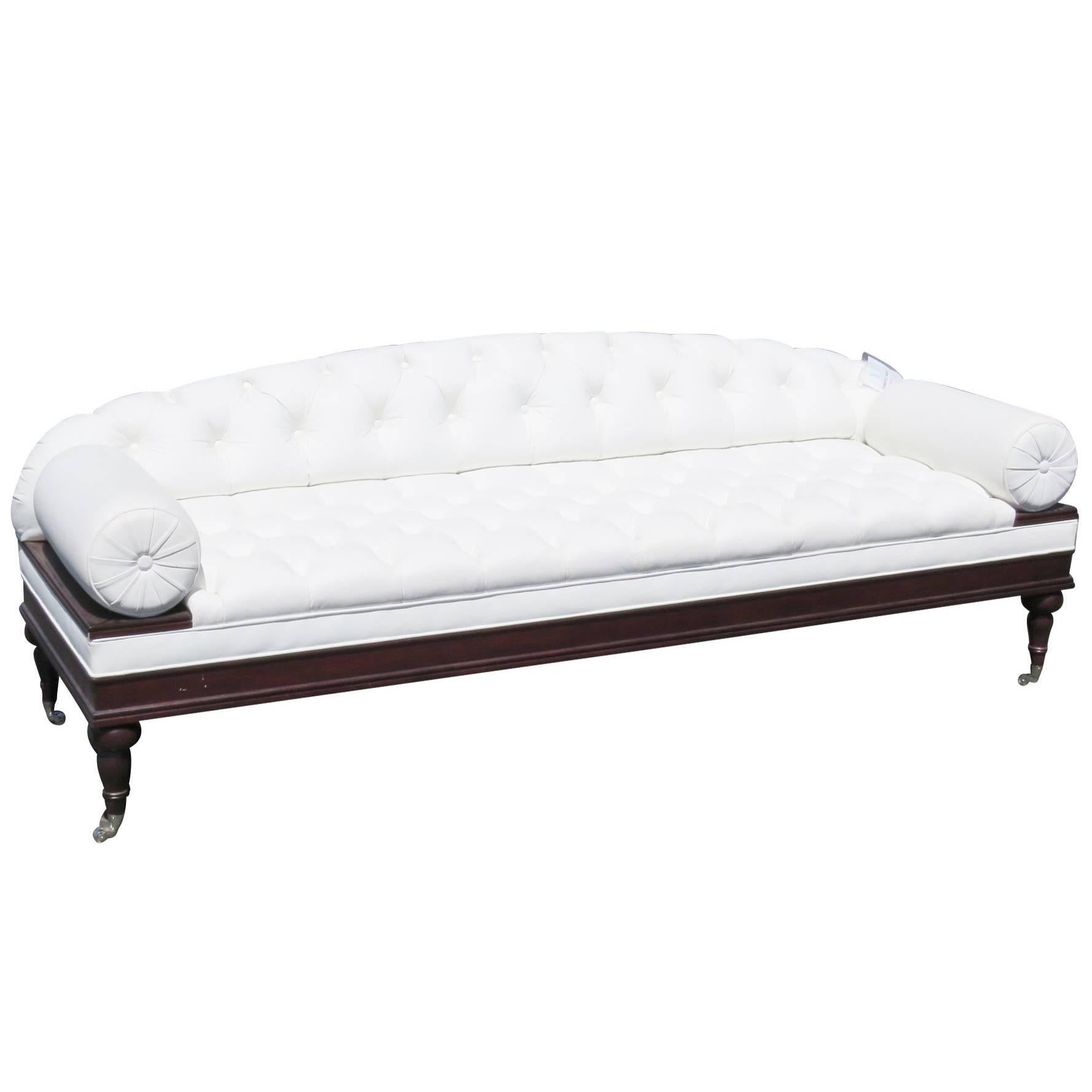 Regency Style White Tufted Sofa