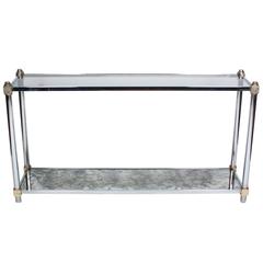 Chrome and Brass Two-Tier Console Table, American, 1980s 9