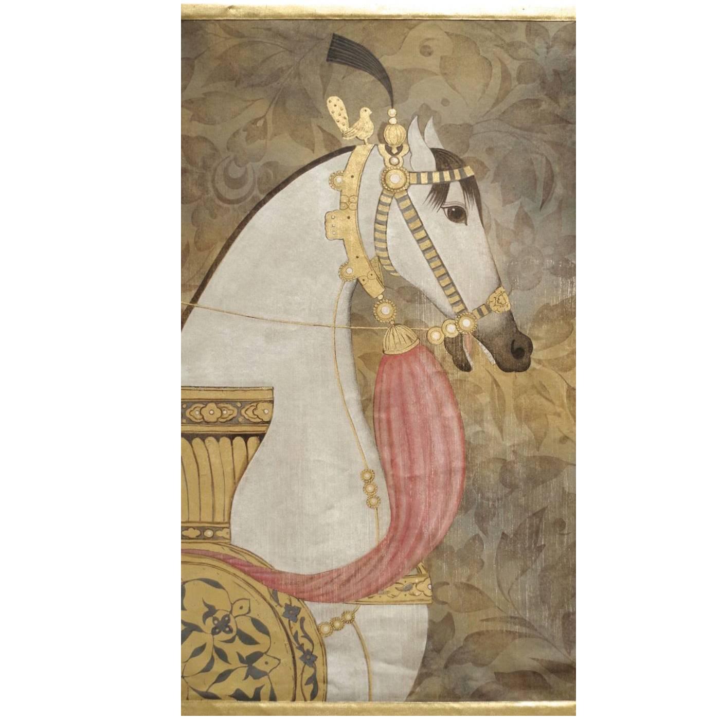 Equestrian Decor Portrait, Painted on Linen, French Contemporary Work