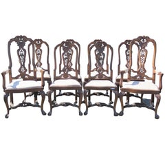 Eight Ball and Claw Carved Upholstered Dining Chairs