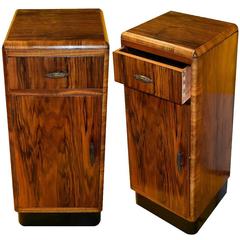 English Art Deco Pair of Bedside Table Cabinets