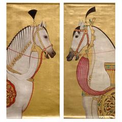 Pair of Equestrian Portraits Painted on Linen