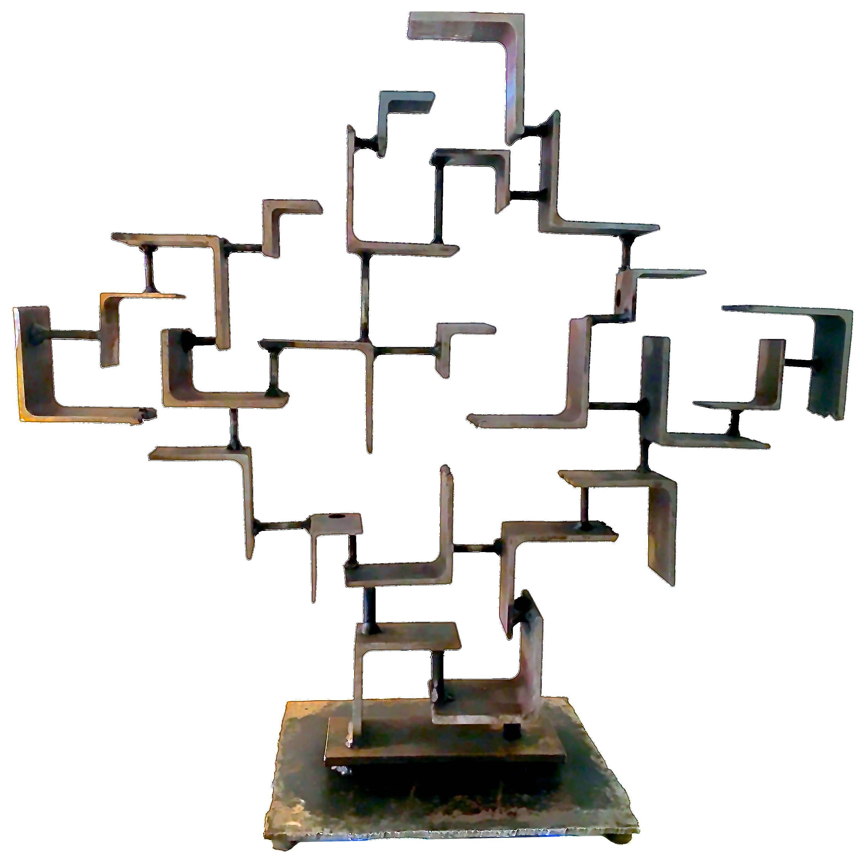 Brutalist Raw Steel Sculpture