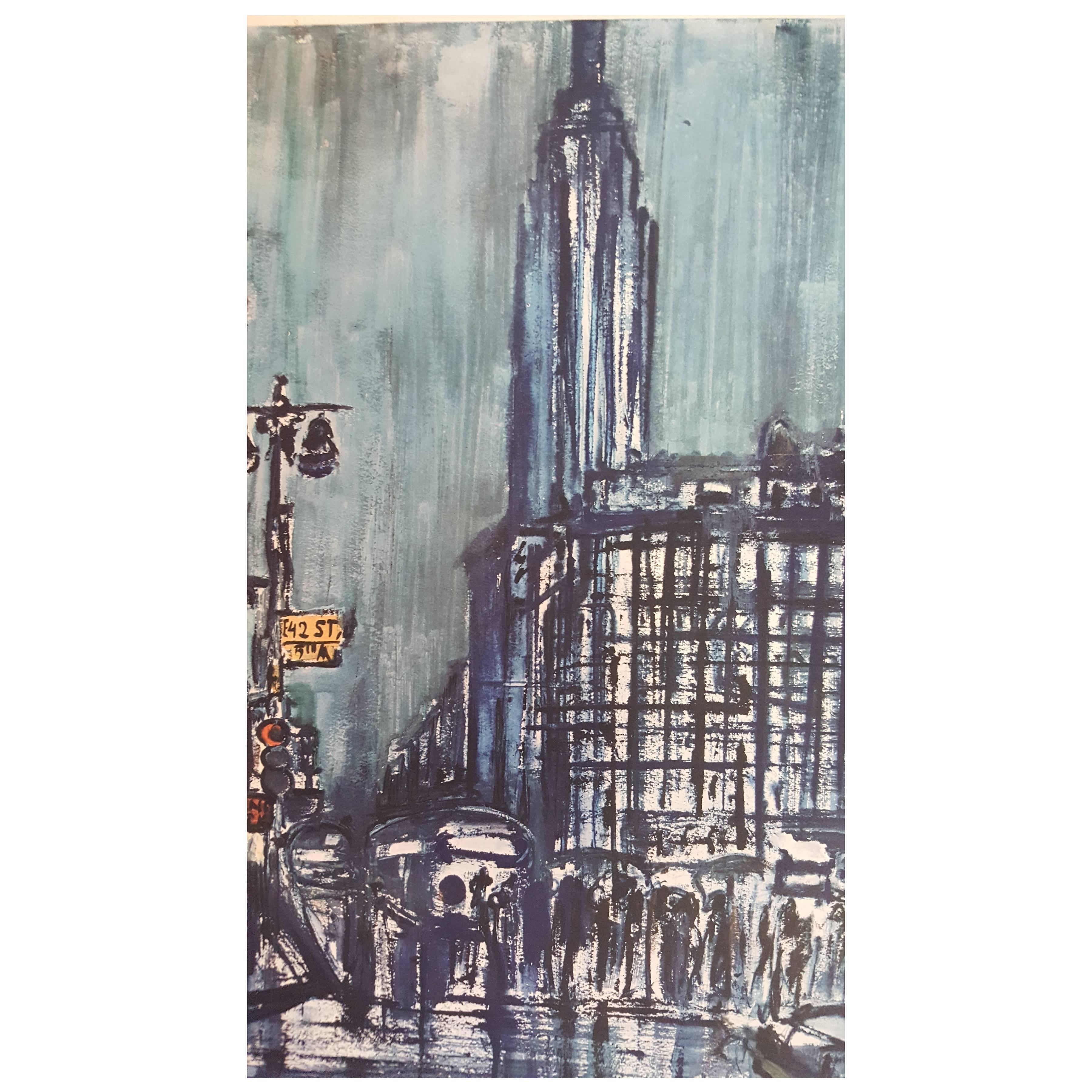 New York Empire State Building Art Poster by Burhan Dogancay "42nd and Fifth" For Sale