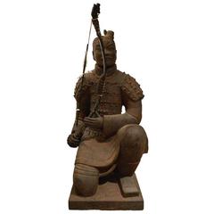 Lifesize Terra Cotta Xian Warrior in Archer Pose from China