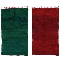 Reversible Beni Mguild Moroccan Rug, Red and Green 4