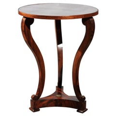 French Mahogany Restauration Style Guéridon Table with Mirrored Top, circa 1870