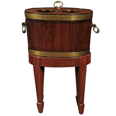 Mid-19th Century English Mahogany and Brass Wine Cooler Drinks Table on Stand