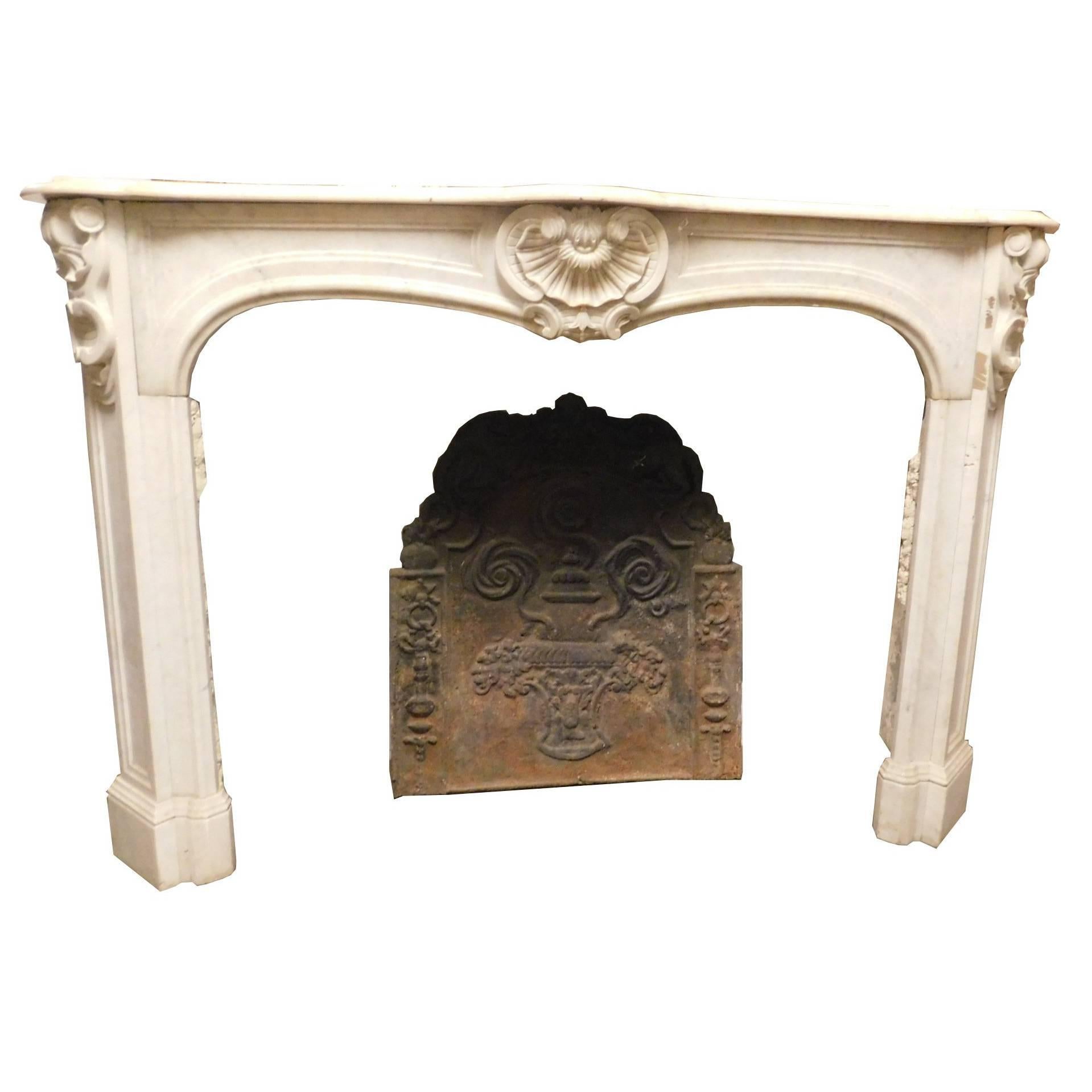 Antique Fireplace Mantel Made of Carrara's Marble