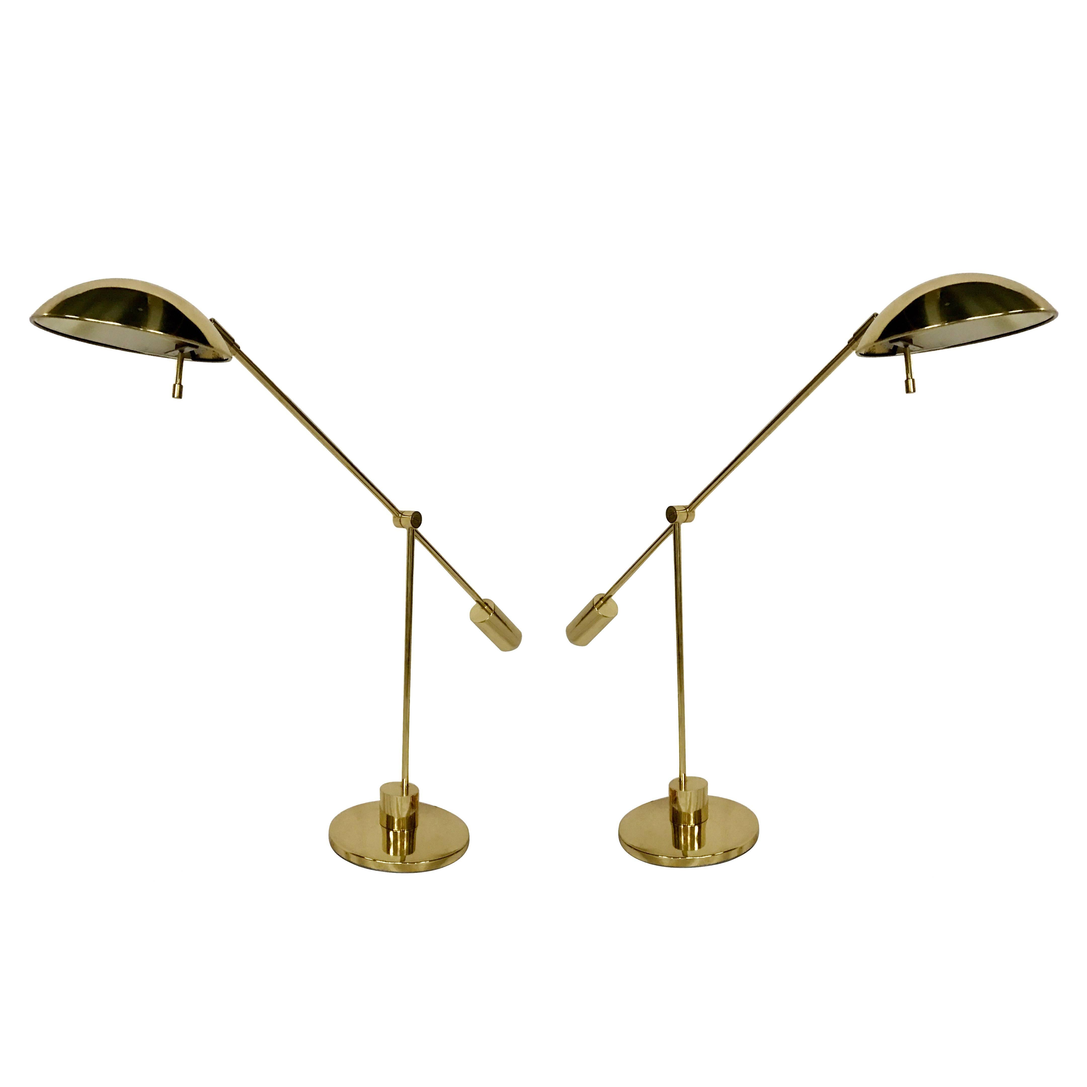 Pair of Gilt Swivel Table Lamps