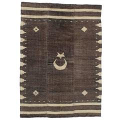 Vintage Angora Blanket with Crescent and Star