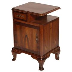 1920s Italian Baroque Bedside Table Nightstand Massive Walnut and Walnut Applied 11