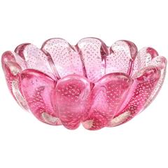 Seguso Vetri d
Arte Murano Pink Sommerso Italian Art Glass Decorative Bowl