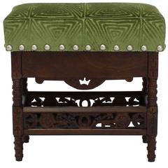 Spanish Stool in Apple Green Velvet 1