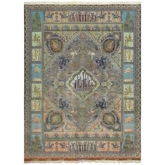 Pictorial Vintage Tabriz Persian Rug 12