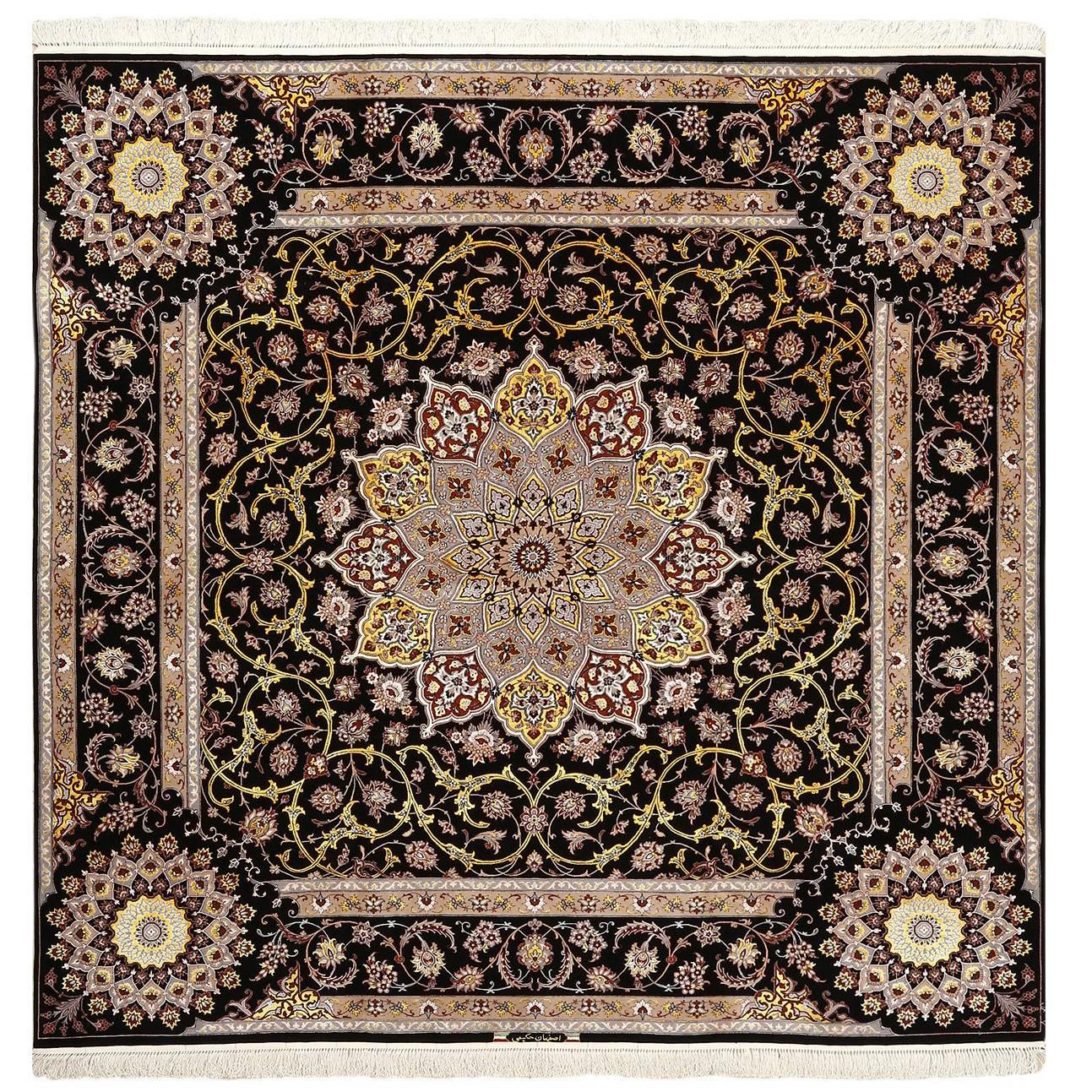 Square Vintage Isfahan Persian Rug