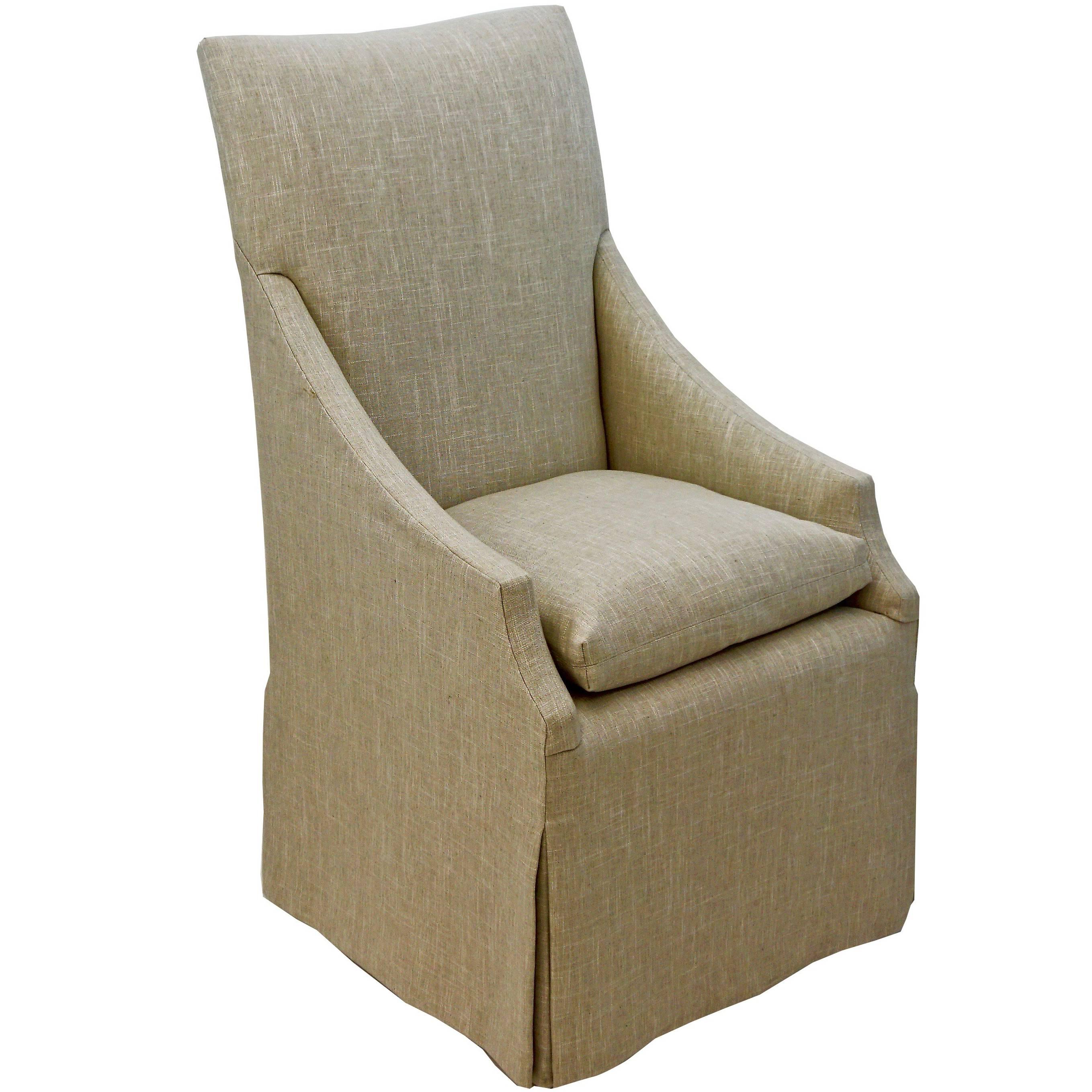 Customizable Slope Armchair with High Back and Skirt For Sale