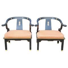 Pair of Asian Style Ebonized Armchairs 12
