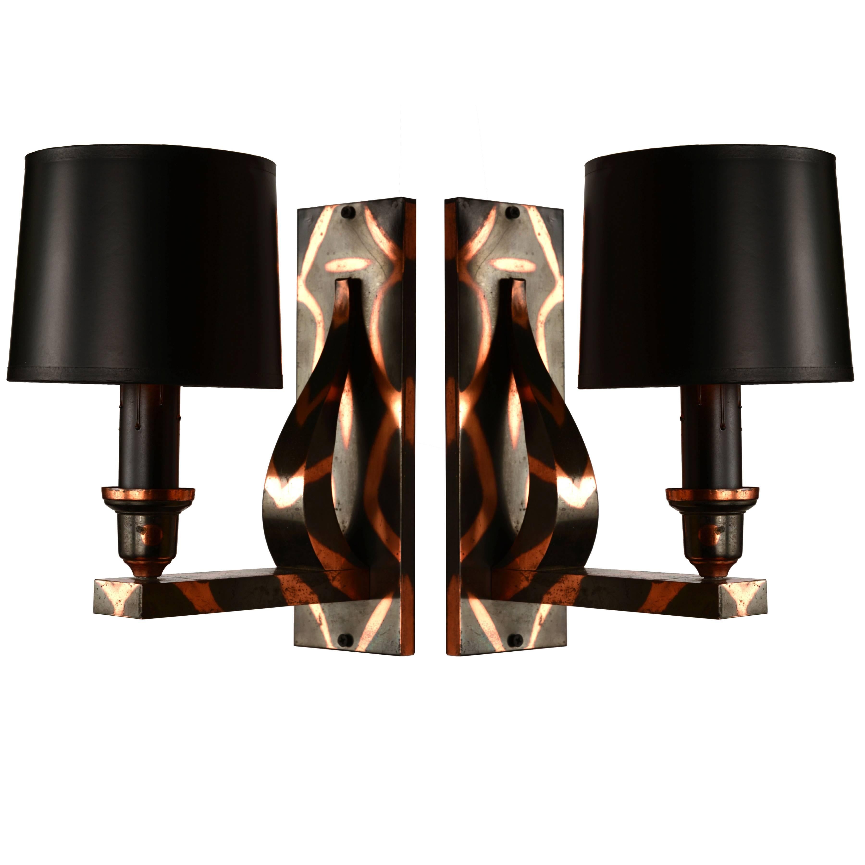 Pair of Japan-Finish Sconces