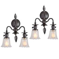 Pair of Wrought Iron Victorian Wall Sconces, circa 1905 3