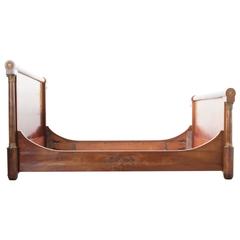 Antique French 19th Century Mahogany Empire Queen Bed