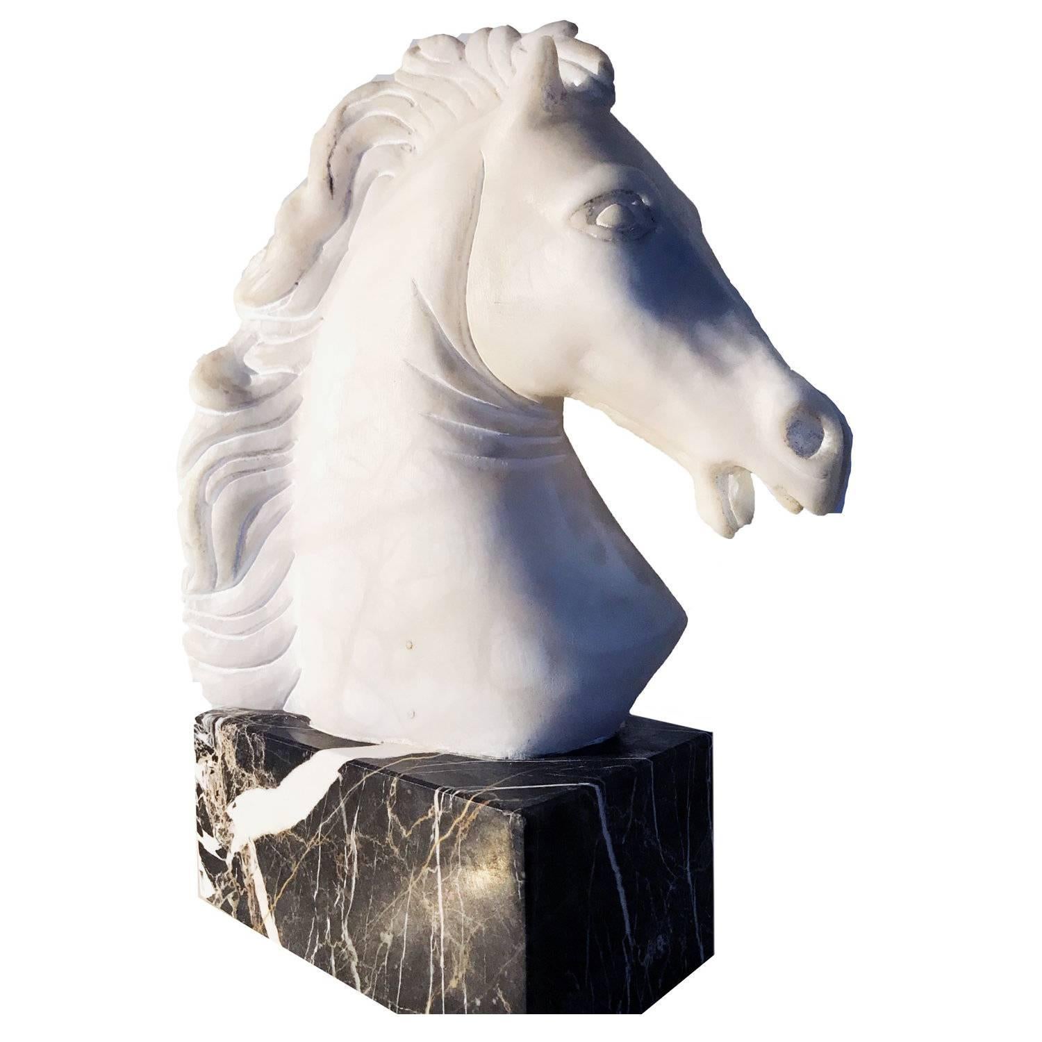 Neoclassical Marble Horse Head For Sale