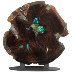 Free Standing Contemporary Art Sculpture, Claro Walnut Crystals and Gemstones 10
