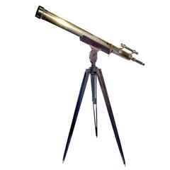 Early Brass Telescope with Mahogany Tripod