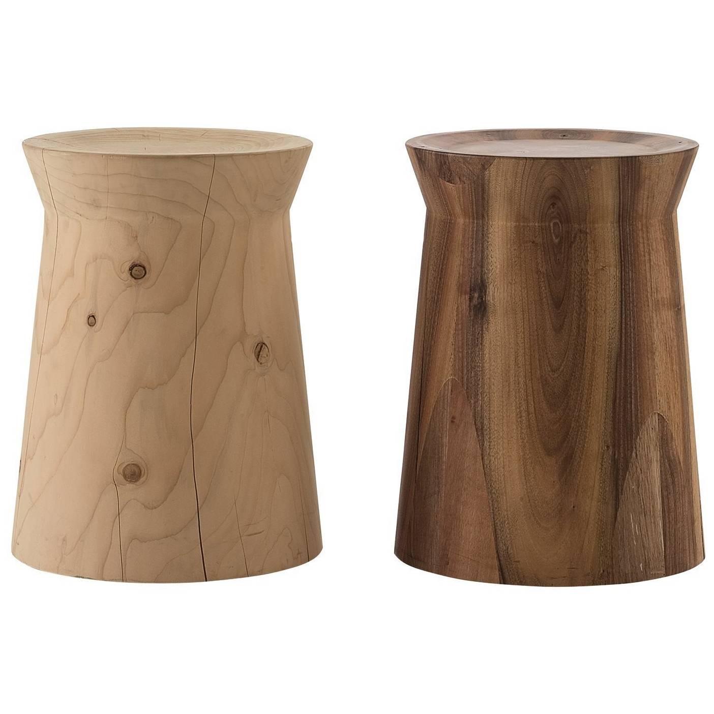 Poliform Dama Side Table or Stool in Solid Cedar or Canaletto Walnut For Sale