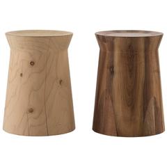 Poliform Dama Side Table or Stool in Solid Cedar or Canaletto Walnut 1