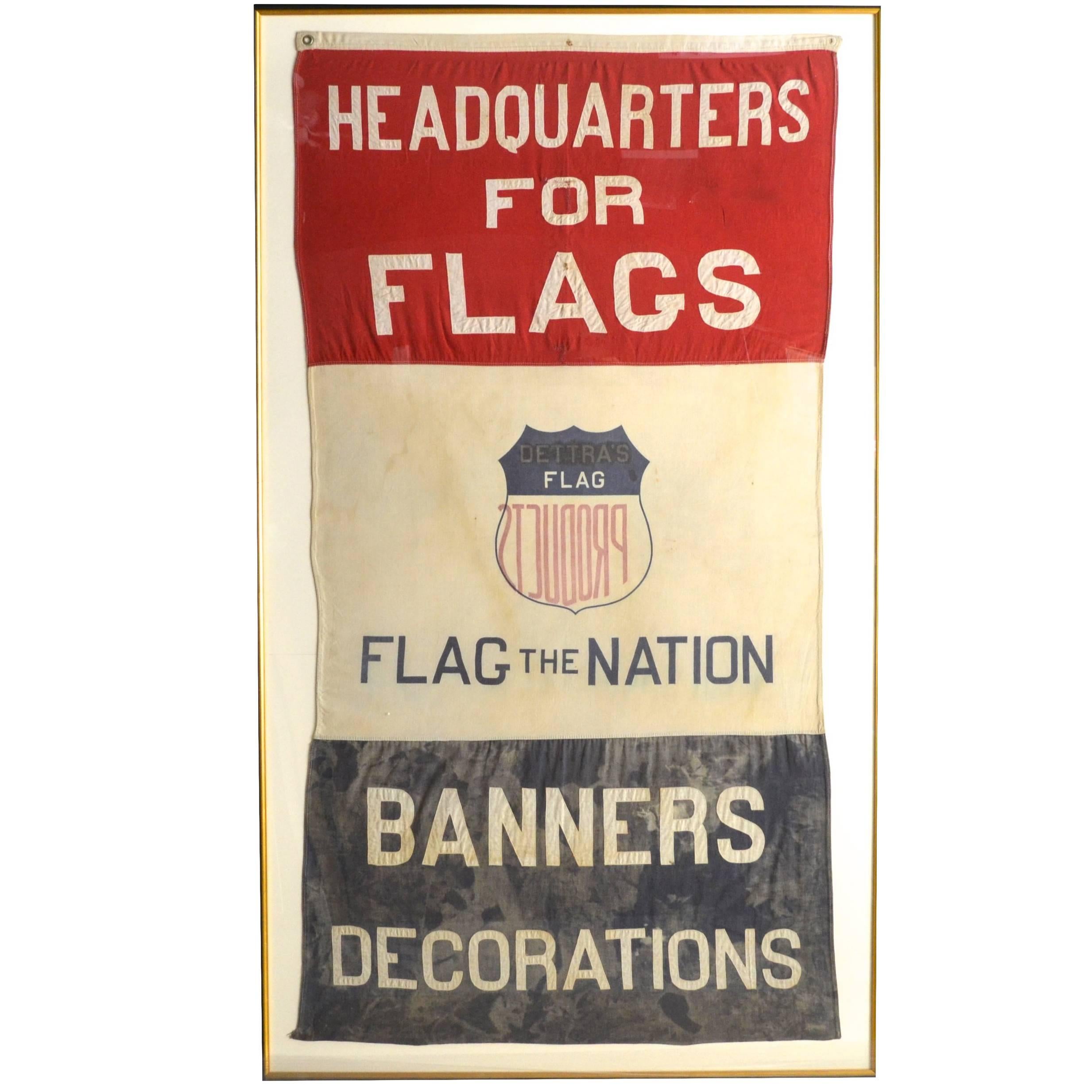 Rare Giant Flag Company Advertising Banner, Vintage For Sale