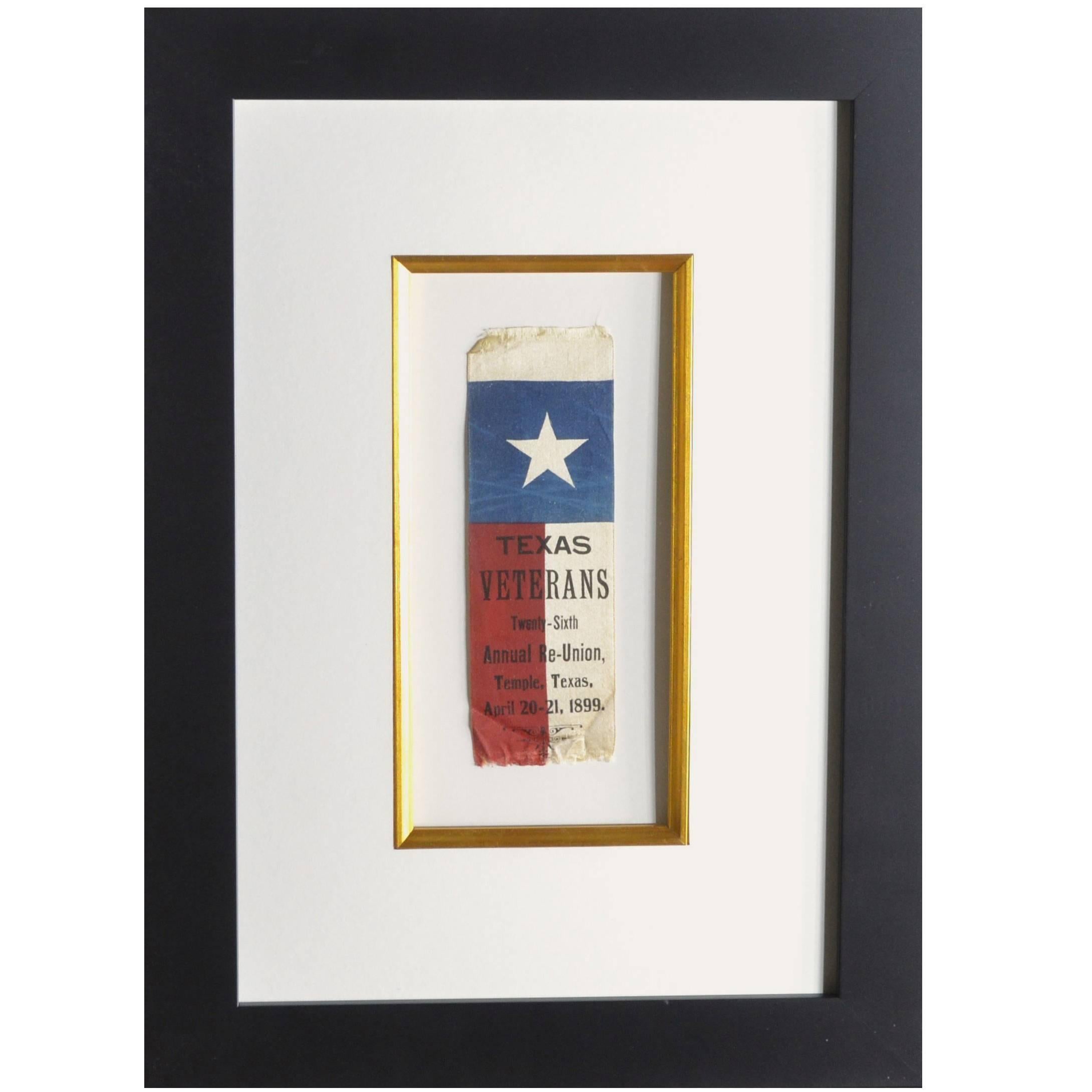   Rare "Republic of Texas" War Veteran Ribbon For Sale