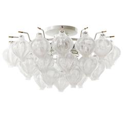 Large Kalmar 'Tulipan' Glass Flush Mount Light Chandelier, 1970s 6