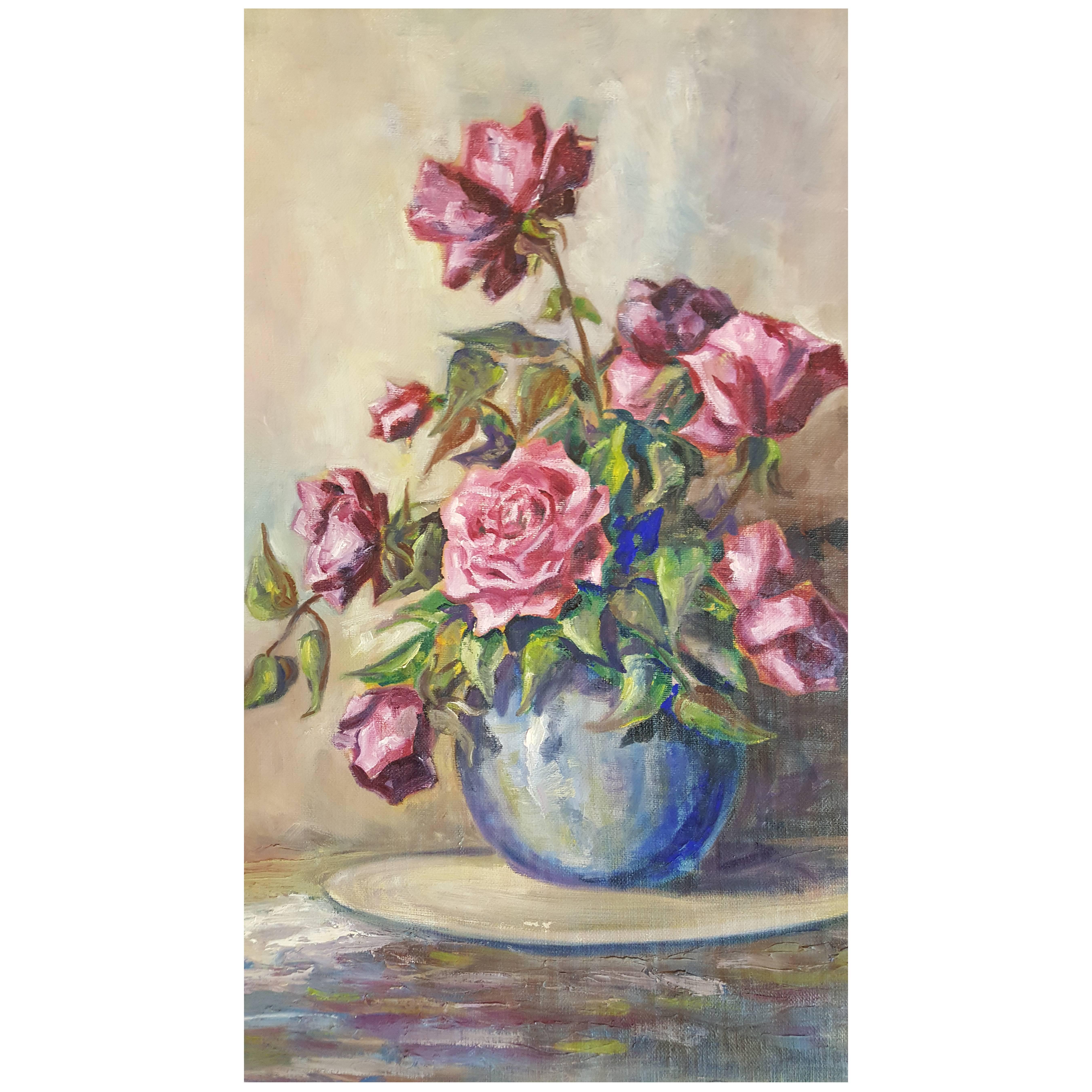 Still Life Floral Painting by California Artist Beatrice Ash For Sale