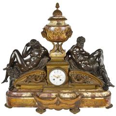 Antique Large Louis XVI Style Classical Mantle Clock by Tiffany