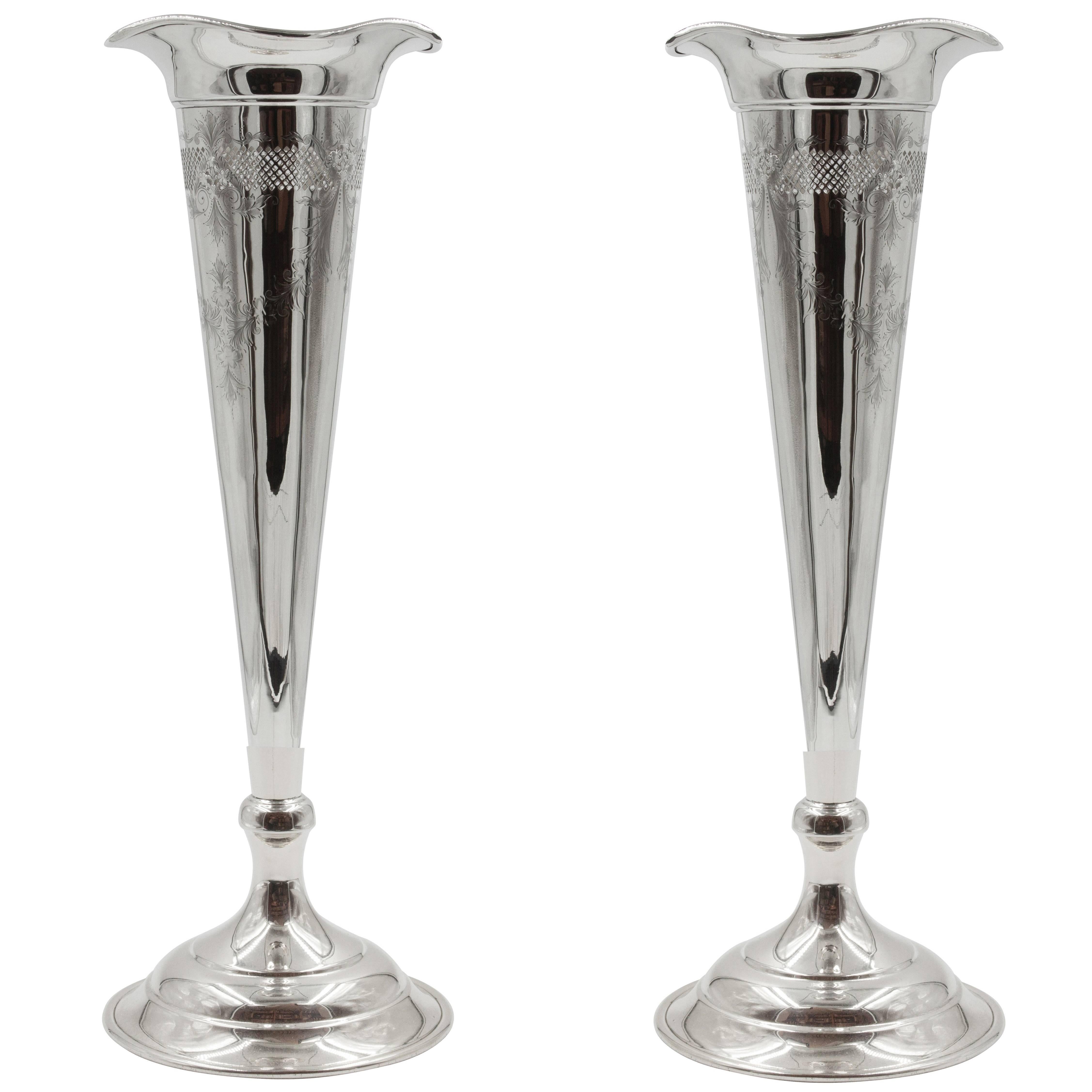 Pair of Trumpet Vases