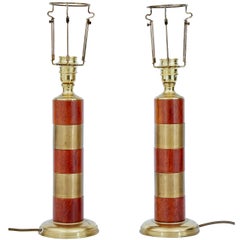 Pair of Brass and Teak 1950s Table Lamps Pair of Brass and Teak 1950s Table Lamps
