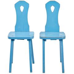Pair of Early 20th Century Swedish Pine Childrens Chairs 1
