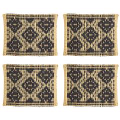 Moroccan Handwoven Black Wicker Placemats, Set of Four