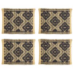 Moroccan Handwoven Black Wicker Placemats, Set of Four