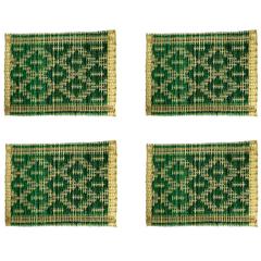 Moroccan Handwoven Green Wicker Placemats, Set of Four