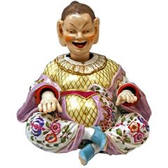 Meissen Male Buddha Movable Hands Head Tongue Figurine by Kaendler, circa 1860