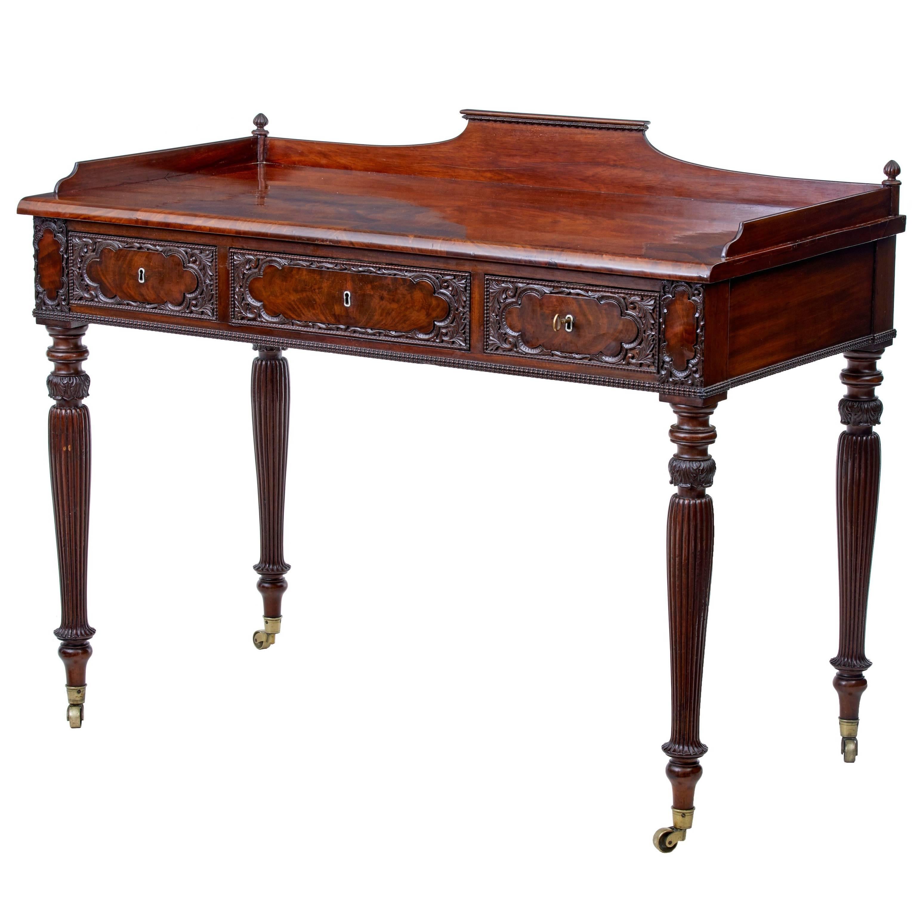 Fine Quality 19th Century Carved Mahogany Danish Writing Table