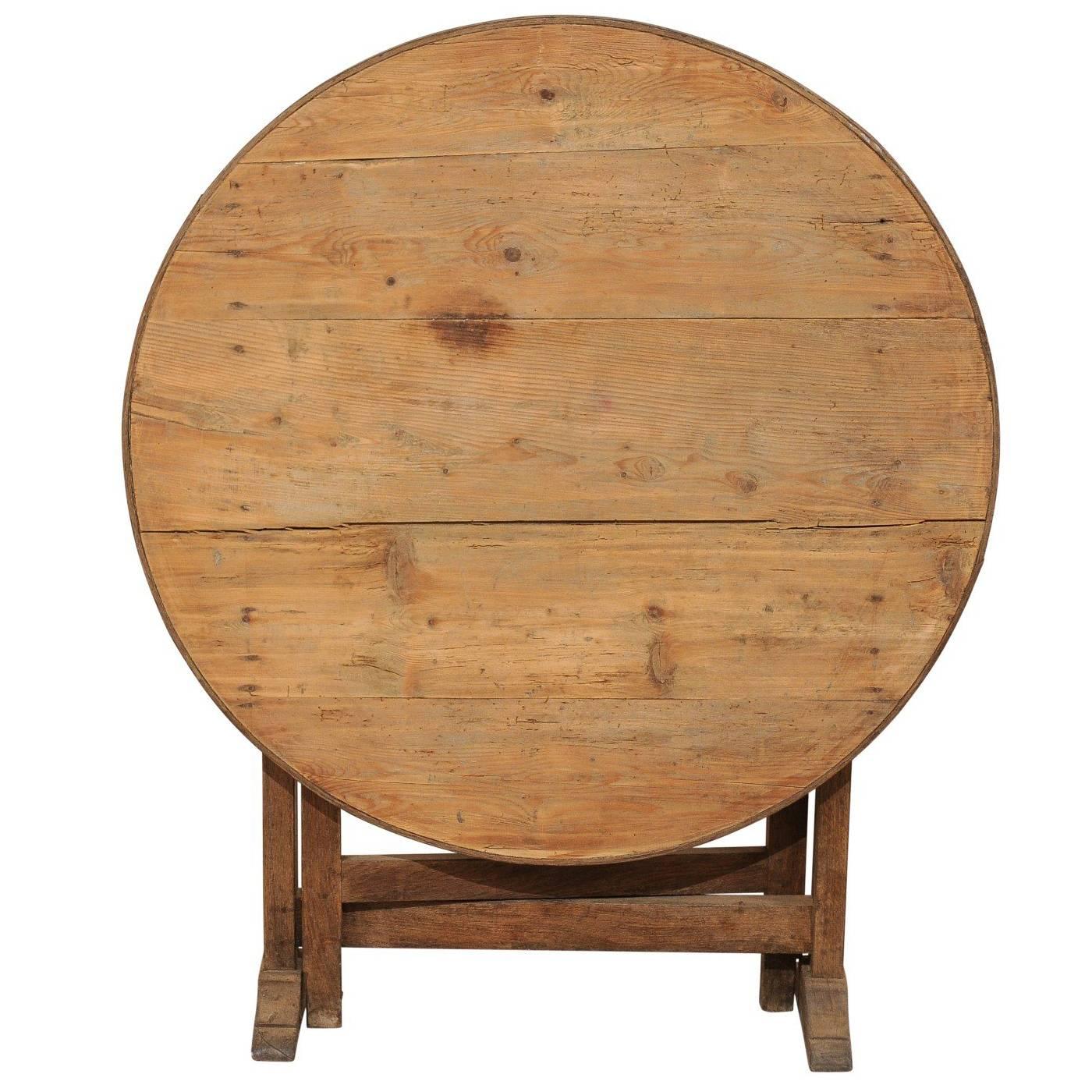 Lovely French Wine Tasting Table in Round Shape with Tilt-Top and Gate Legs