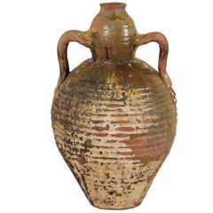 Spanish, 19th Century Glazed Terracotta Jar with Unusual Shape and Earth Tones