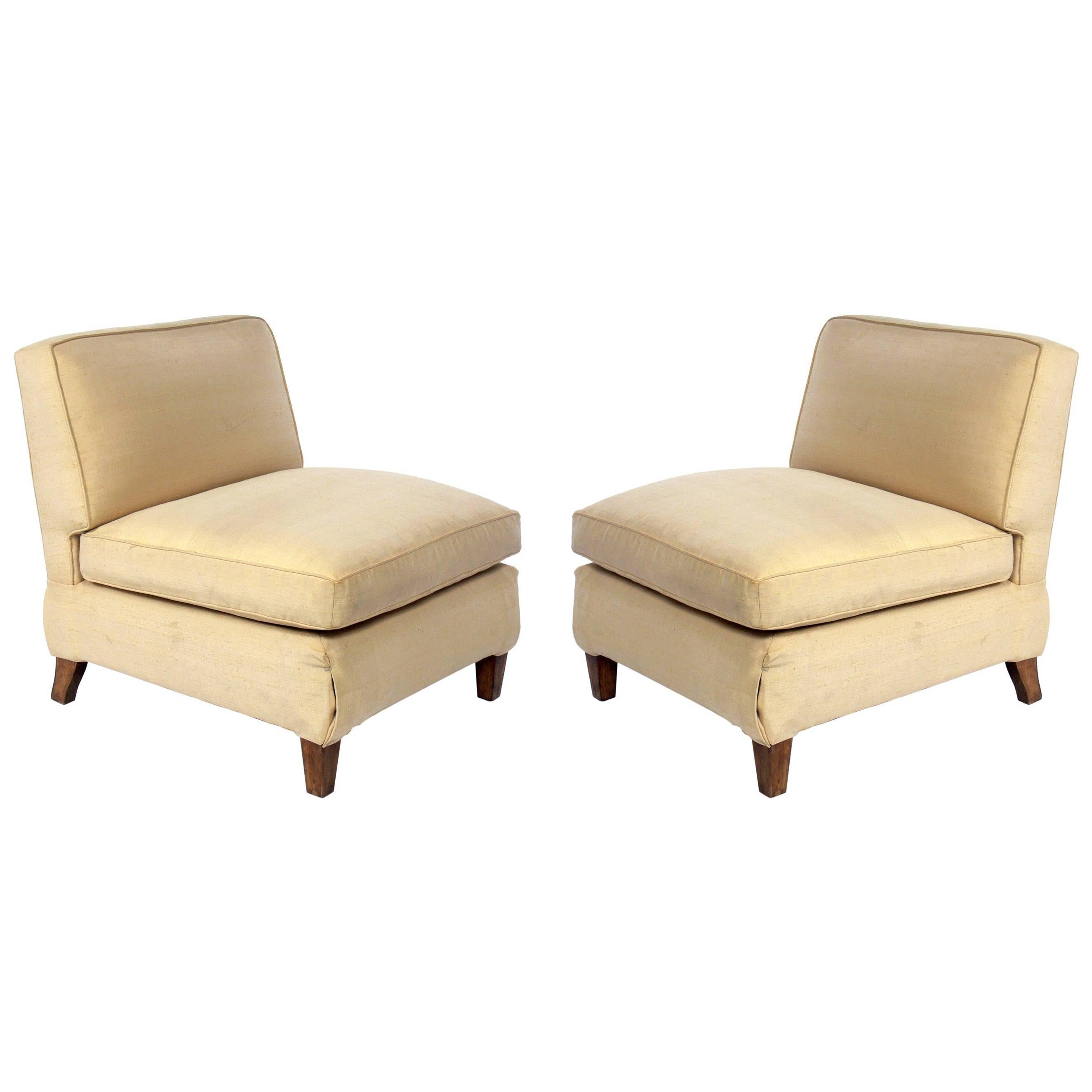 Pair of Clean Lined Slipper Chairs