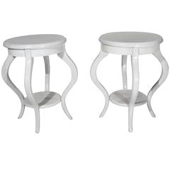 Hollywood Regency Bleached Mahogany Sculptural Side Tables